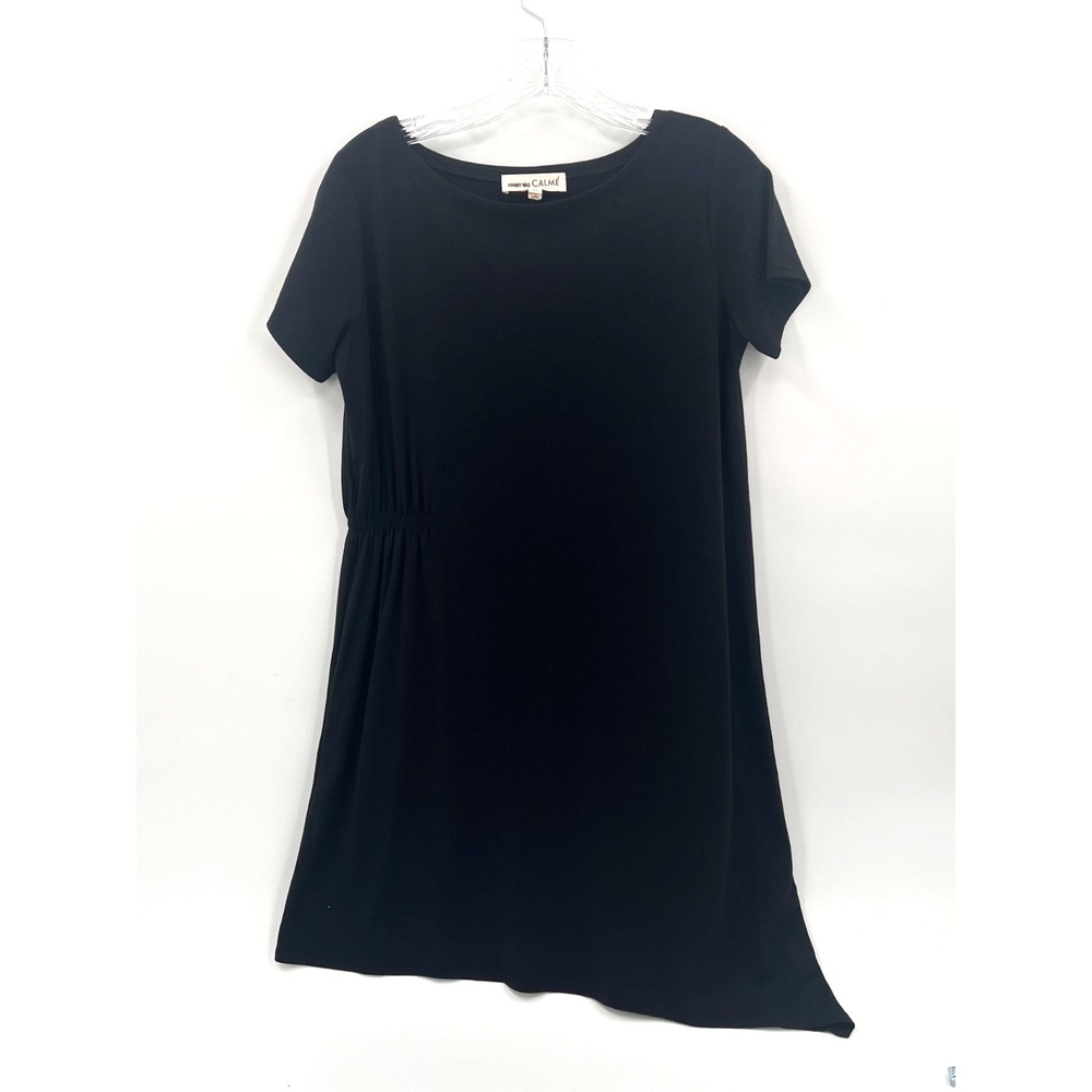 JOHNNY WAS CALME' Women's XS Black Short-Sleeve Cinch Bamboo Blend T-Shirt Dress